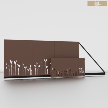 Lézervágott úszókapu 3,5m + lézervágott kerítésbetét  leveles 