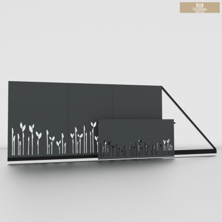 Lézervágott úszókapu 3,5m + lézervágott kerítésbetét  leveles 