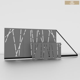   Lézervágott úszókapu 3m + lézervágott kerítésbetét  nád 